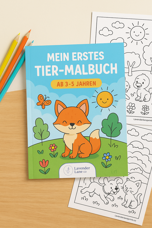 Malbuch Tiere für Kinder | 20 Ausmalbilder PDF | Kindergarten & Vorschule | Sofort Download Druckvorlage