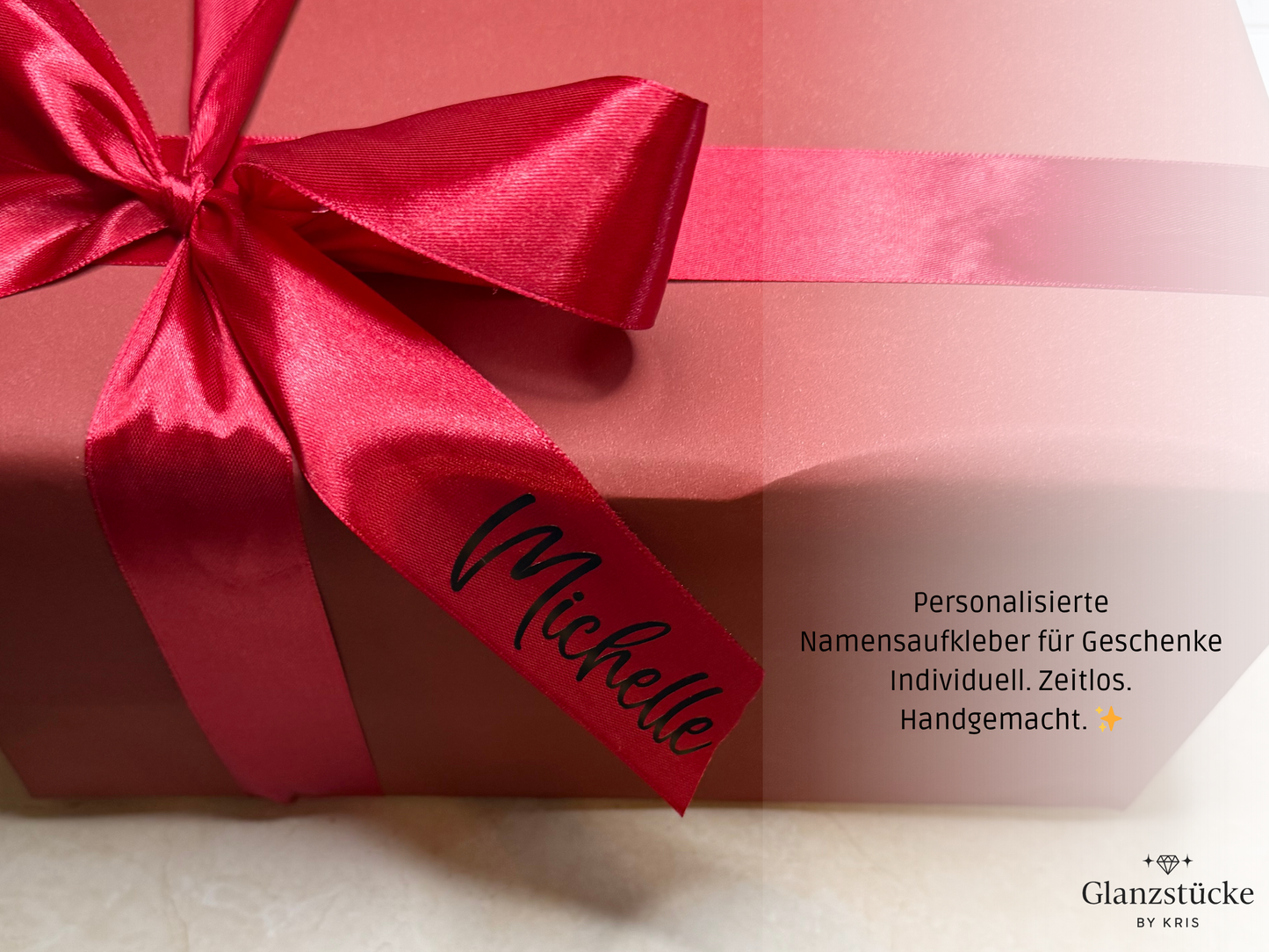 🎀 Personalisierte Namensaufbügler für Geschenkband – ideal für Geschenkverpackungen & besondere Anlässe